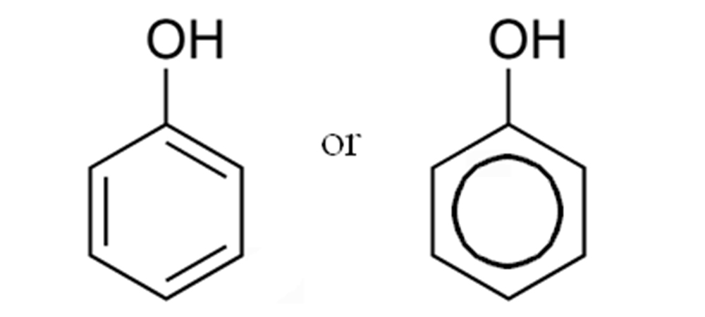 دو ساختار مولکولی از فنول در کنار یکدیگر