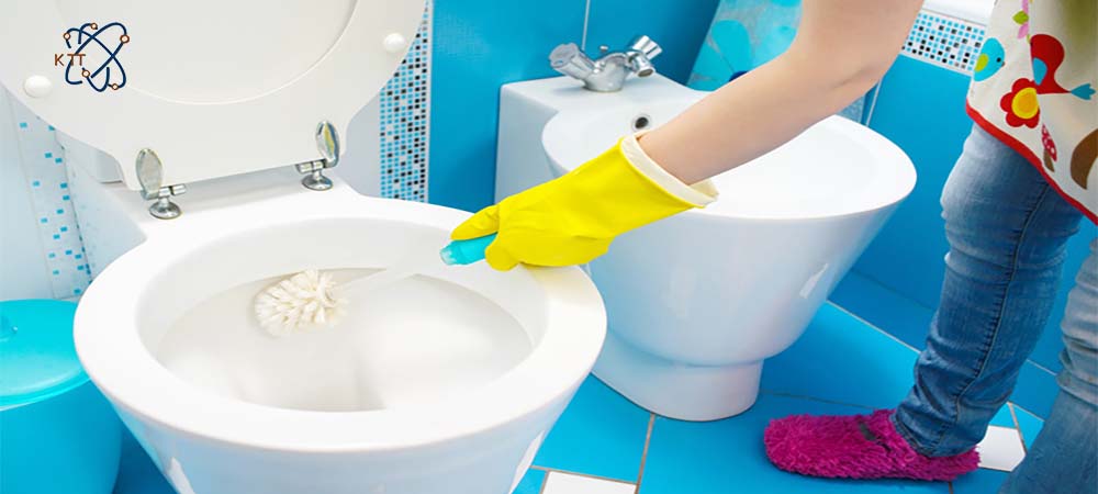 شستن سرویس بهداشتی فرنگی با مواد شوینده قوی