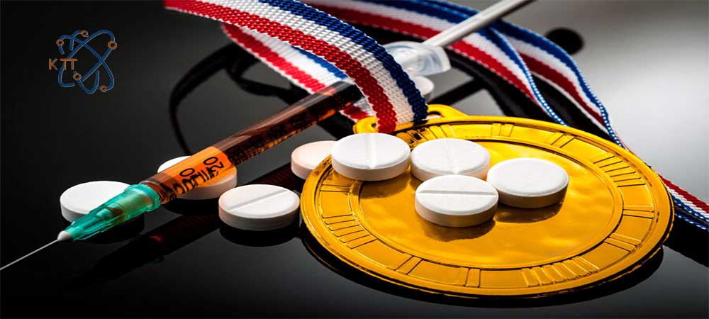 چند قرص سفید روی مدال طلای ورزشی به همراه یک سرنگ حاوی ماده ممنوعه دوپینگی
